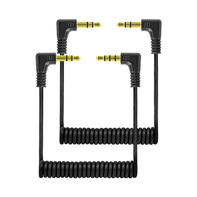 TRS to TRS/ TRRS Spring 3.5mm Cable Coiled Microphone to Camera 3.5mm Audio Cable for DSLR Smartphone