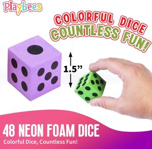 Juego de <span class=keywords><strong>Dados</strong></span> de Espuma <span class=keywords><strong>Grandes</strong></span> de Neón - Paquete de 48 Cubos Jumbo y Coloridos <span class=keywords><strong>para</strong></span> Niños - Mejora las Habilidades Matemáticas y la Diversión en Fiestas - Product Image 2