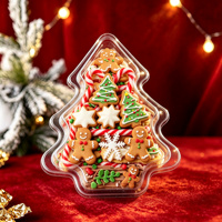 Boîte à pâtisserie de Noël festive en PET transparent pour bonbons, biscuits, tiramisu – Idéale pour la pâtisserie de Noël et les fêtes – Vente en gros