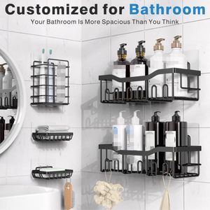 <b>Punch</b>-free Bathroom Storage Rack <b>Set</b> Bathroom Iron Wall-mounted Storage Rack for Washing and Storage - Product Image 4