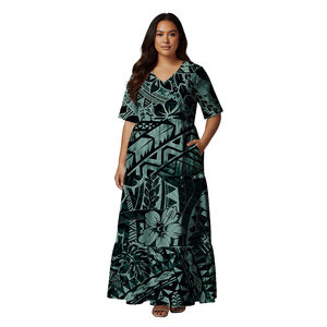 Abiti Lunghi Eleganti con Scollo a V per Feste Serali, Design <span class=keywords><strong>Classico</strong></span> di Lusso, Stile Tribale Polinesiano Fiji, <span class=keywords><strong>Abbigliamento</strong></span> Elegante da Chiesa Samoa per Donne Taglie Forti - Product Image 2
