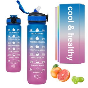 Lot de 3 Bouteilles d'Eau en <span class=keywords><strong>Plastique</strong></span> pour Gymnastique, Sans BPA, Portables, avec Marqueurs de Temps - Vente en Gros - Product Image 4
