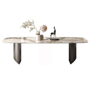 Meuble de salon moderne de <span class=keywords><strong>grande</strong></span> taille, <span class=keywords><strong>table</strong></span> de bureau en ardoise à six rectangles, avec deux pieds en métal noir - Product Image 6