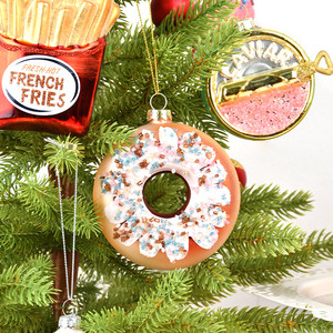 Pendentif de Noël créatif en forme de hamburger, ornements de sapin festifs en verre peint de haute qualité pour Noël - Product Image 3