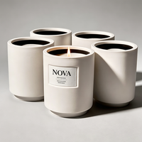 Bougie parfumée artisanale NOVA Premium avec logo personnalisé en pot en céramique - 100% biologique, longue durée, pour la Saint-Valentin, les bars