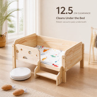 Treppenförmiges Massivholz-Hundebett mit Hohem Schutzgeländer Erhöhte Hundecouch für Ältere Hunde Staubsaugerfreundlich XL 114cm