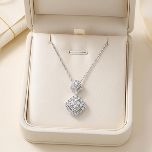 High-end Luxury Wholesale Manufacturer Export Necklaces Jewelry 18K <b>Solid</b> White <b>Gold</b> Real Natural Diamonds <b>Pendant</b> Necklace - Product Image 3