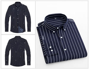 Camisa de Vestir a Rayas Moderna, Corte Entallado, Manga Larga, Diseño para Oficina Profesional y Ocasiones Casuales - Product Image 2