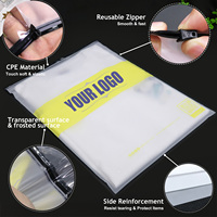 Sac de vêtements GRS personnalisé avec fermeture éclair, logo imprimé en usine, fermeture éclair mate en polyéthylène givré pour vêtements, chaussures et chaussettes, sac en plastique