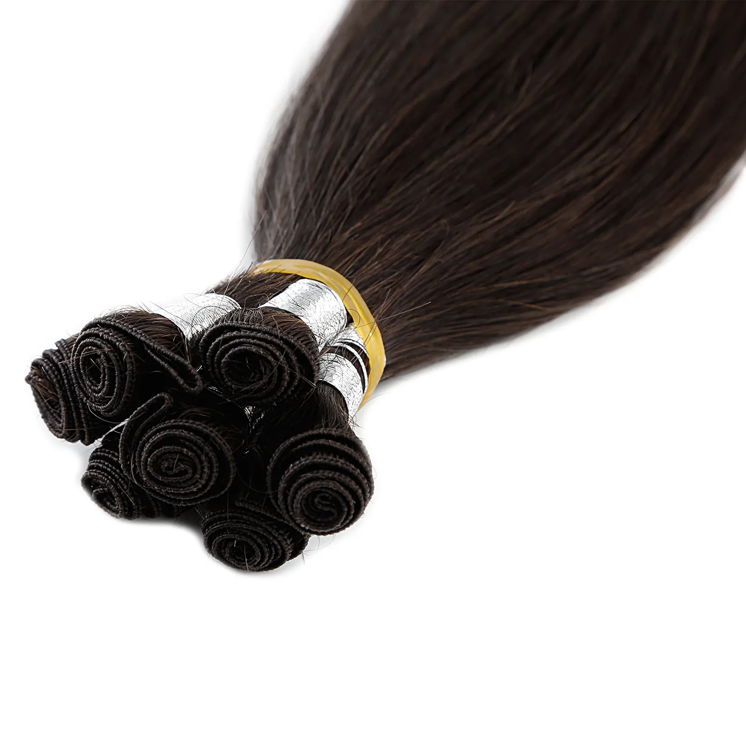 K.S WIGS New Handmade Remy Human Hair Hand Tied Weft Hair Extension Skin Weft Full Head Double Drawn Hand Tied Weft Hair Weaving