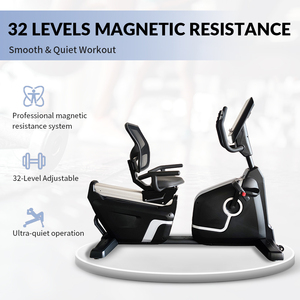 Vélo d'exercice couché magnétique de qualité commerciale, vélo d'appartement horizontal avec écran LCD et capteur de fréquence cardiaque pour usage domestique - Product Image 2