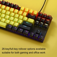 Clavier mécanique filaire USB HX-JX02 avec 87 touches, double injection, touches flottantes, rétroéclairage LED et interrupteurs rouges – Vente en gros
