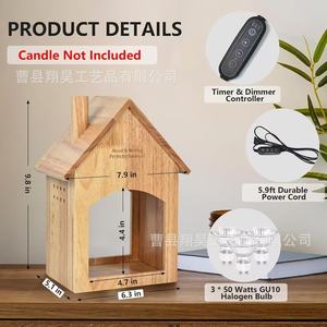 Wooden House Candle Holder With Led Light Christmas Decor Home Desktop <b>Night</b> Light <b>Stand</b> - Product Image 4