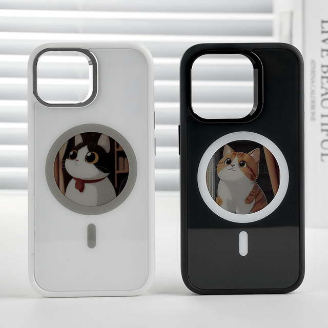 Magnetic NFC E-Ink Screen Case for iPhone 16 Pro Max 15Pro 14 13 Customizable Display PC Cover Compatible with Wireless Charging