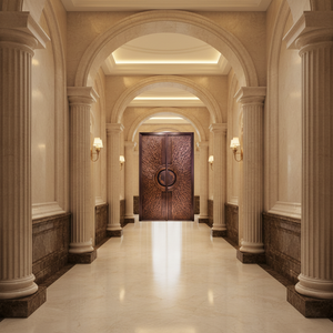 Nature Inspired Relief Hand <strong>Polished</strong> Pure Copper Entry <strong>Door</strong> Elegant Main Gate Artisan Made Solid Copper Front <strong>Door</strong> - Product Image 1