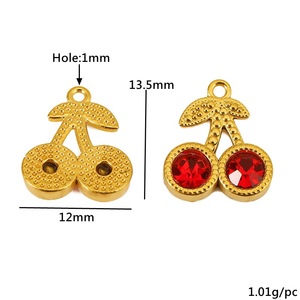 Colgante de Cereza de Cristal con Engaste Dorado, Accesorio de Joyería DIY, Unisex, para Uso Diario - Product Image 2