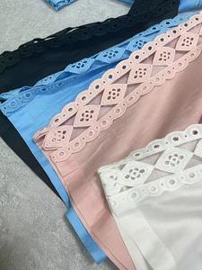 เสื้อสองชิ้นแฟชั่นฤดูใบไม้ร่วงของผู้หญิงเสื้อลูกไม้แขนยาวเย็บปะติดกางเกงขากว้างเอวสูงกระชับสัดส่วน - Product Image 6