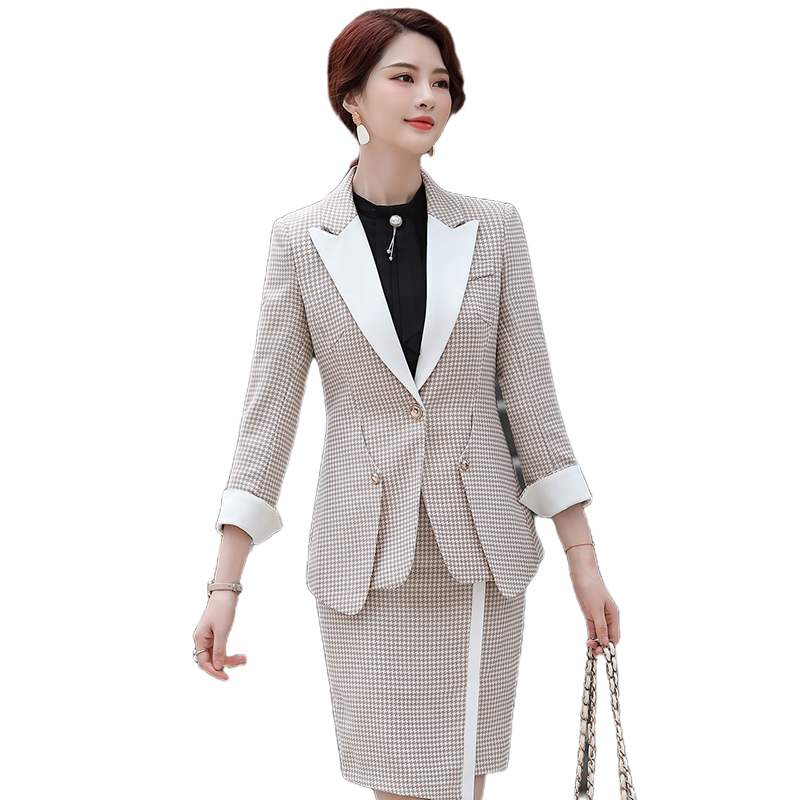 スーツ Nandez Checkered Jacket + Skirt Suit Set DHgate.com:Elegant 2-Piece Floral Check Print Suit Set: Long