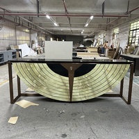 Meuble de luxe redessiné de haute qualité, table console semi-circulaire en marbre naturel de Chine, moderne