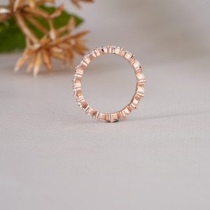 Vintage Style Rose Gold Marquise and Round Moissanite Eternity Band Elegant Alternating Wedding <b>Ring</b> for Women <b>Dainty</b> Jewelry - Product Image 2