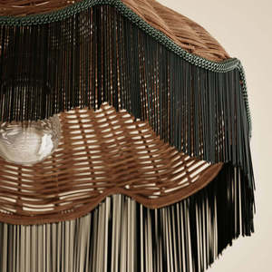 Luminaire suspendu en rotin avec franges 800x800x430mm, lustre rond pour la décoration de la maison - Product Image 4