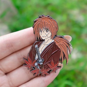 6CM Imitation Enamel Brooch Anime Pin Button Badge <strong>Kenshin</strong> Himura Stationery Jewelry Decoration Alloy Crafts - Product Image 6