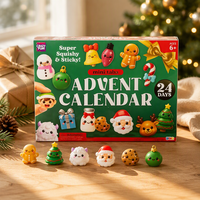 Calendrier de l'Avent de Noël, boîte surprise, jouets 3D Squishy, mini figurines, coffret cadeau pour enfants