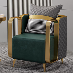 Poltrona di Lusso in Metallo Dorato Stile Nordico Moderno, Set di <span class=keywords><strong>Sedie</strong></span> in Pelle, Poltrona Wing, Arredamento per <span class=keywords><strong>Soggiorno</strong></span>, Divano, <span class=keywords><strong>Sedie</strong></span> Lounge - Product Image 2
