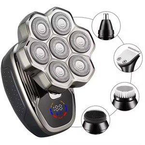 เครื่องโกนหนวดไฟฟ้า7หัวพร้อมเครื่องดูด9แม่เหล็กสามใบจอแสดงผลดิจิตอลเครื่องโกนหนวดหัวล้านอเนกประสงค์ - Product Image 6