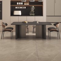 Table à manger en pierre frittée italienne, style luxe léger, rectangulaire, 6 places, ensemble de table de cuisine pour maison moderne, villa