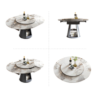 Table à manger multifonctionnelle Plateau en pierre frittée pour base en bois moderne Table à manger de luxe avec rangement