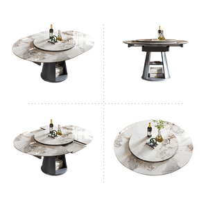 <span class=keywords><strong>Table</strong></span> à manger multifonctionnelle Plateau en pierre frittée pour base en bois moderne <span class=keywords><strong>Table</strong></span> à manger de luxe avec rangement - Product Image 6