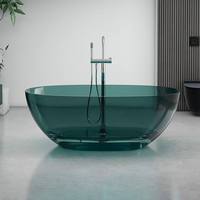 Baignoire Moderne Élégante Violette à Coque Transparente avec Vidange, Baignoire Artistique Transparente pour Salle de Bain et Villa