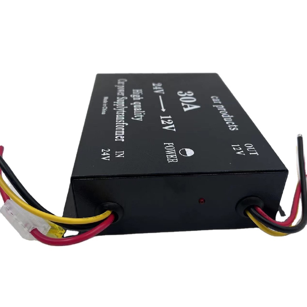 Universal DC 24V to 12V 30A Car Power Converter Supply Transformer - Black