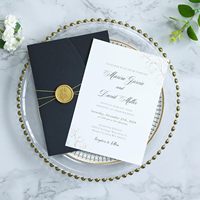 SIHENY – Couvertures d'invitation de mariage personnalisées de luxe en carton bordeaux avec lettrage en relief floral, étiquette volante, code-barres et sceau de cire anti-contrefaçon