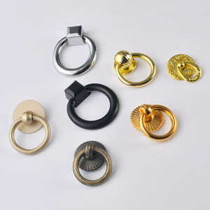 Antique Round Single Hole Drawer Handles Zinc Alloy Traditional Style Wardrobe Cabinet Ring Pulls Durable Plated Finish - Product Image 1