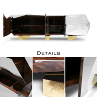 Meuble de salle à manger contemporain en métal, buffet de cuisine Diamond avec finition en feuille d'or et dégradé brun translucide