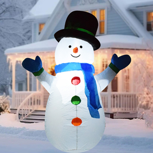 Vente en gros usine : Paire de bonhommes de neige gonflables LED 190T en polyester avec panneau signalétique, jouets de jardin d'extérieur pour enfants, idéal comme cadeau - Product Image 4