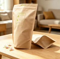Sachet Doypack en papier kraft brun compostable et écologique avec doublure PLA, fermeture éclair et trou de suspension