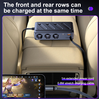 Chargeur de voiture 142W multi-ports PD QC3.0, charge rapide, câble rétractable type C, 3 prises allume-cigare