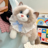 Adorable Peluche Chat Ragdoll Musical Ultra Doux avec Rembourrage en Coton PP 31-50cm, Chaton avec Bavoir, Cadeau pour Enfants et Activité Parent-Enfant