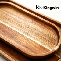 Assiette de service ovale jetable classique en bois d'acacia BSCI EDUR OEM, taille personnalisée, logo, pour café, hôtel, restaurant, usage commercial