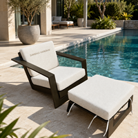 Fauteuil de jardin en aluminium imperméable Hangkai avec repose-pieds, fauteuil de patio en métal, ensemble de canapé de jardin à assise profonde