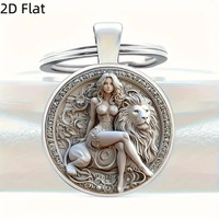 CLBX Nouveau Porte-clés Pendentif en Métal Personnalisé 2D Design Plat Beauté et le Lion Porte-clés Décoration en Alliage