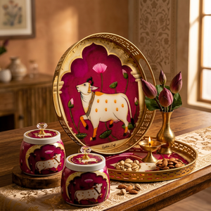 Tarros de especias metálicos orientales con diseño de vaca, recipientes redondos herméticos para almacenar alimentos para uso en la cocina. - Product Image 4
