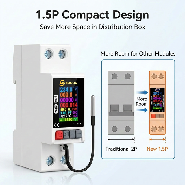 TUYA 110V 220V 63A Overload Leakage Overvoltage  Protection Smart WiFi Relay DIN Rail Energy Meter Remote Control Switch Relay