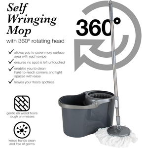 Triangular Plate <b>Microfiber</b> 360 Spin Smart and Bucket Floor Cleaning System Stainless Steel <b>Mop</b> and Bucket - Product Image 2