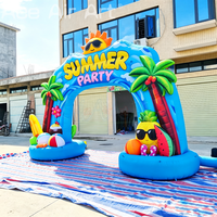 Arche d'entrée gonflable personnalisée pour fête d'été avec décorations tropicales pour festivals, fêtes au bord de la piscine et événements en plein air