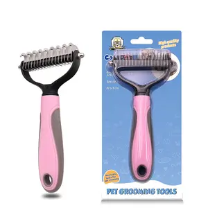 OEM Custom Logo PD001 Pet Grooming Tool With Stainless Steel Knot Combs Stainless Steel Plastic Handle Beauty Cleaning Tool