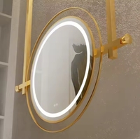 Cadre de miroir LED en cuivre chinois de style moderne Interrupteur étanche à capteur Éclairage de salle de bain Miroir suspendu mural Phare